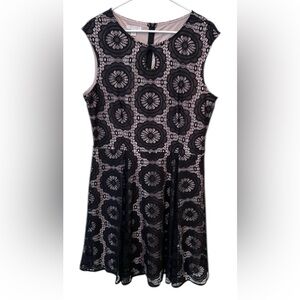 black and nude crochet lace overlay dress plus size gothic prom wedding guest